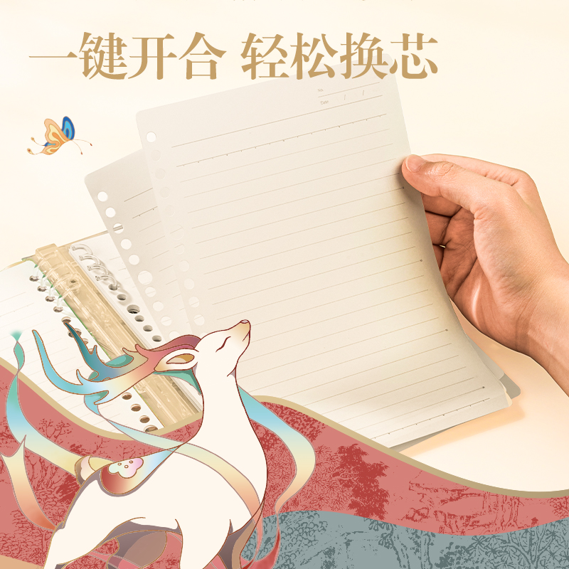 得力DF708軟背脊活頁本A5-40張(東方文彩)(本)