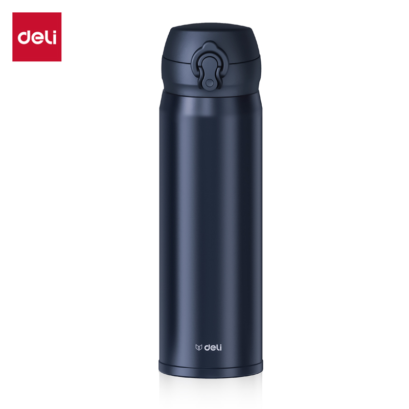 得力LL619保溫杯(彈蓋)(500mL)(304內(nèi)膽)(深藍(lán)色)(彩盒裝)