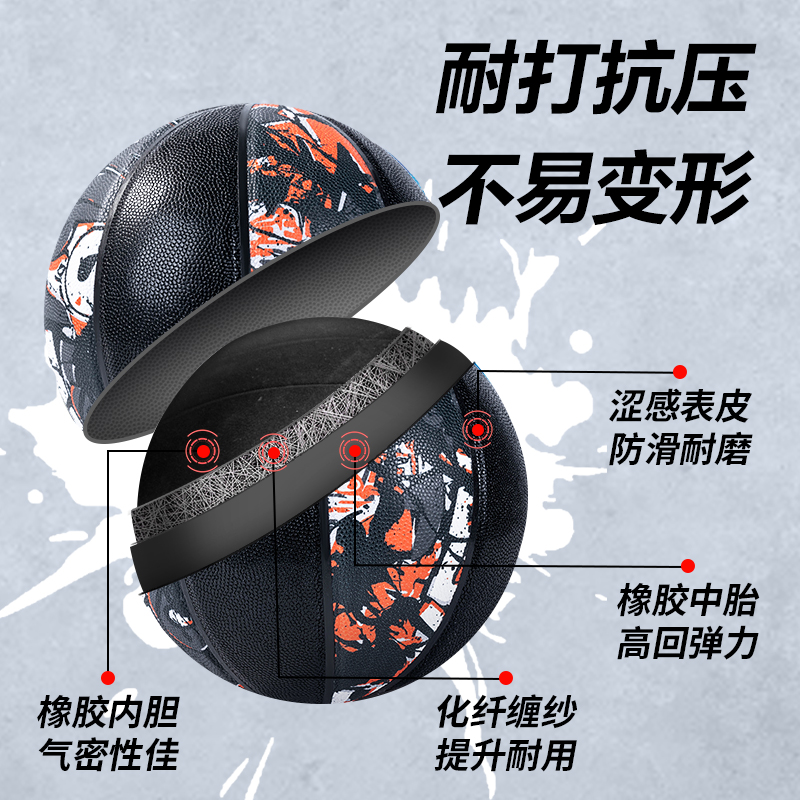 安格耐特FD134_7號(hào)異型涂鴉發(fā)泡PVC貼皮籃球(黑色)(個(gè))