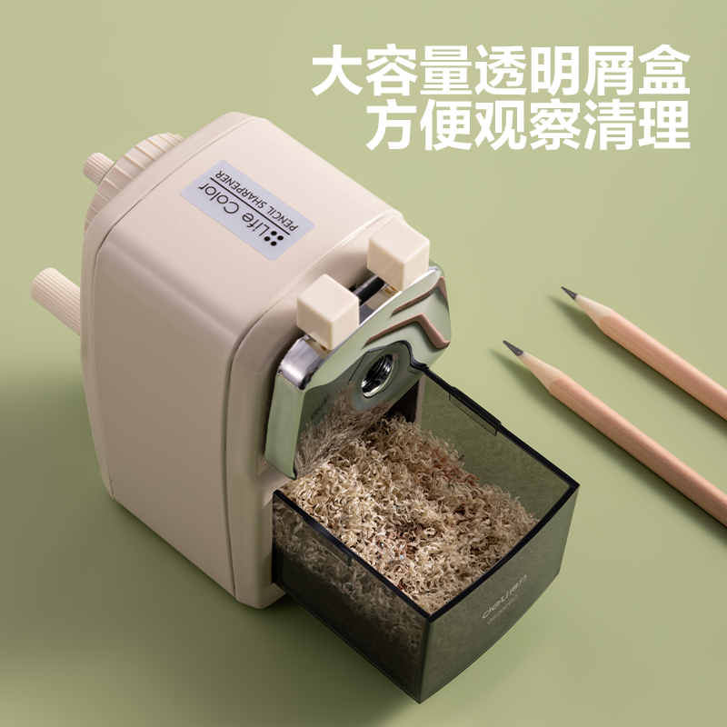 得力0620Pro大口徑金屬手搖削筆機(綠色)(盒)
