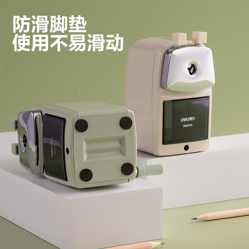 得力0620Pro大口徑金屬手搖削筆機(綠色)(盒)