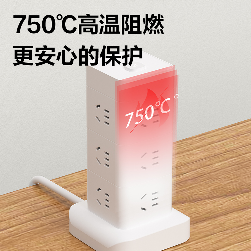 得力LU5052立式插座_8組2A2C_1.8米_彩盒(白)(個)