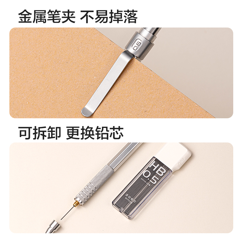 得力SH170-05金屬活動鉛筆套裝HB0.5-60mm(混)(盒)