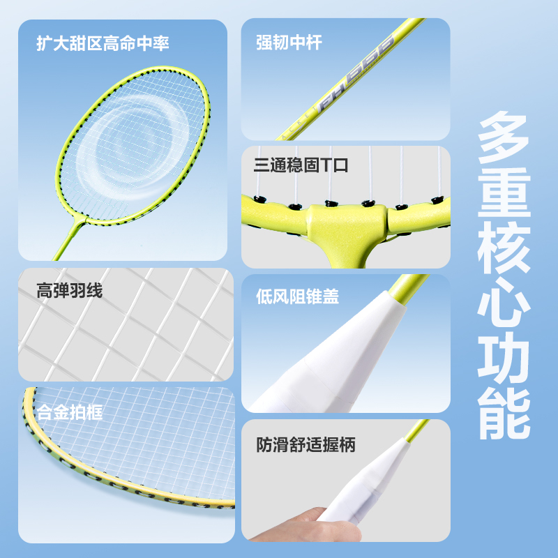 安格耐特FH666鐵分體羽毛球拍(2支/付)(混)(付)