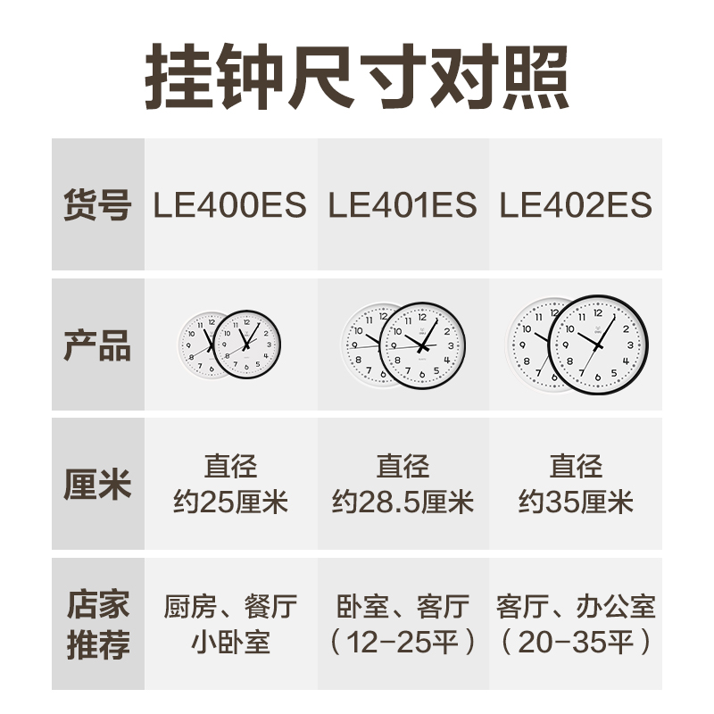 得力LE401ES-電商專供款掛鐘(黑色)(臺)