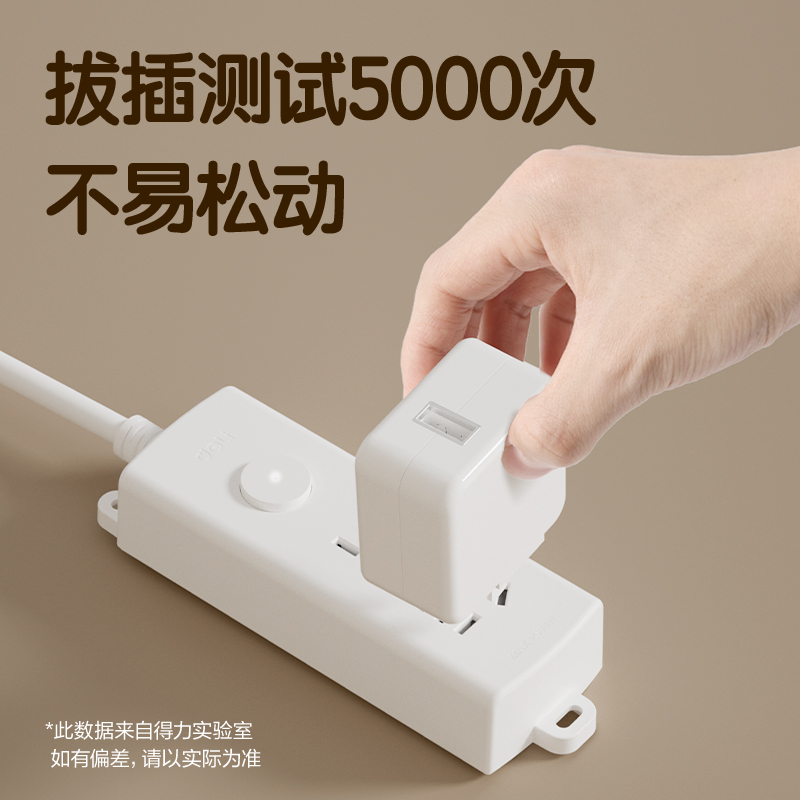 得力LX127(01)珠白系列插座_1+1_1米_彩盒(白)(個)