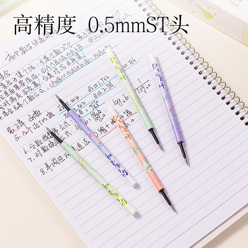 得力SE214華夏霓裳明速干按動(dòng)替芯ST筆頭0.5mm(黑)(支)
