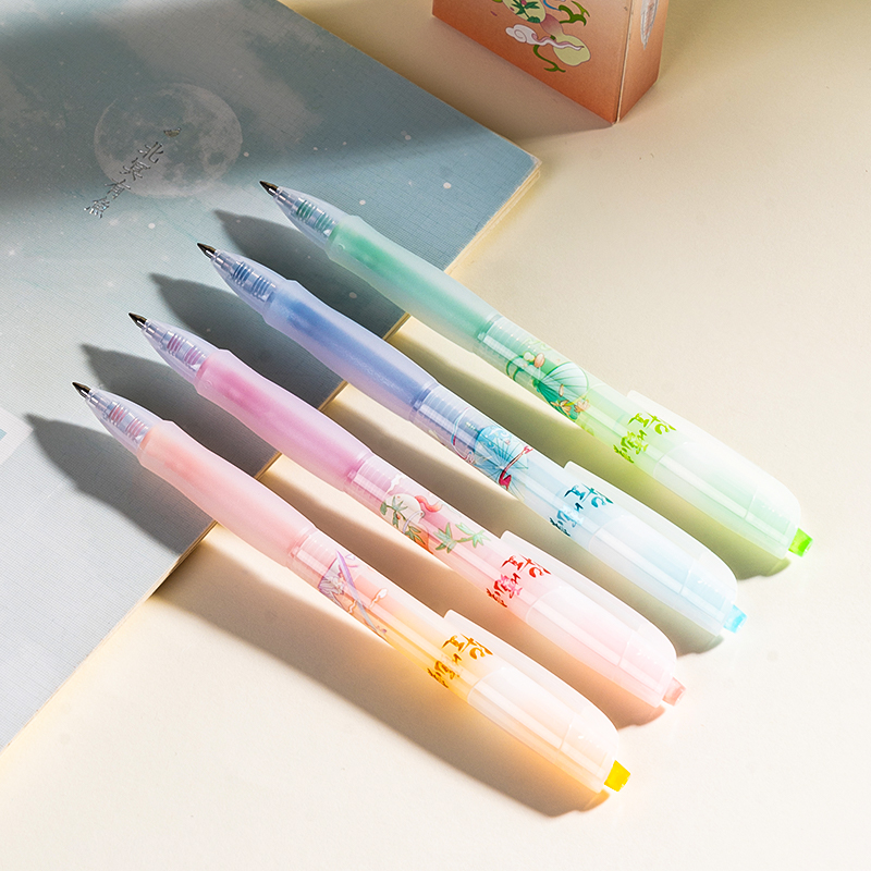 得力SA511華夏霓裳明彩色按動(dòng)彩色中性筆0.5mm子彈頭(混)(4支/盒)
