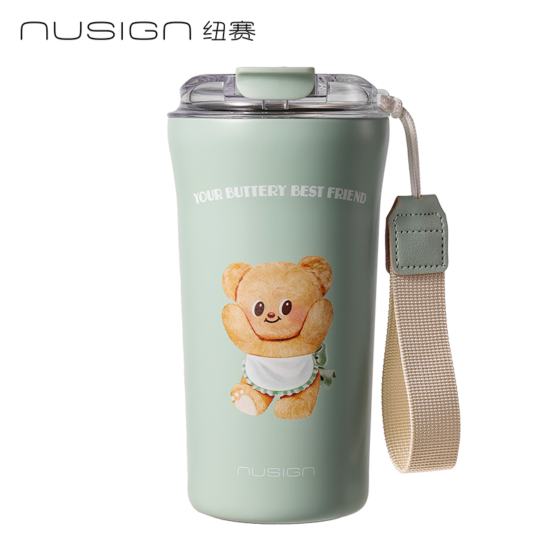 紐賽NS855-B黃油小熊直飲咖啡杯520mL_SUS316L(抹茶綠)(個)
