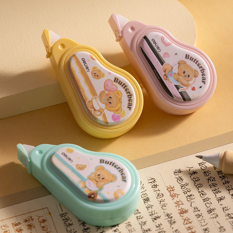 得力HY120黃油小熊大寬帶修正帶7mm*20m(混)(個(gè))
