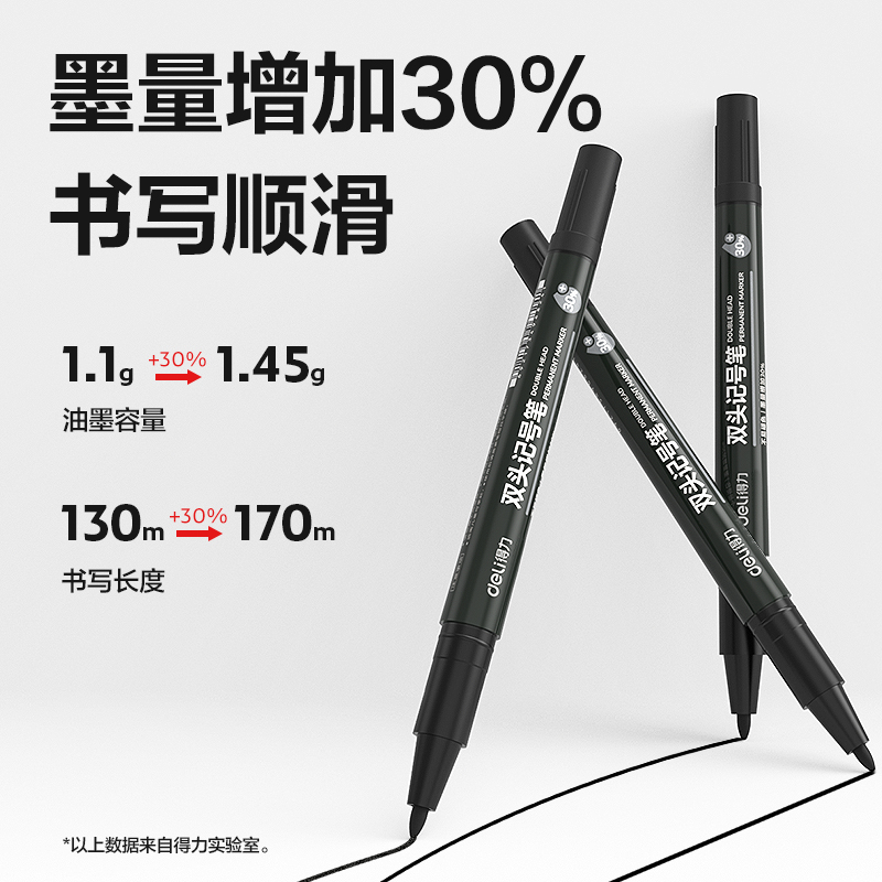 得力DP284小雙頭記號(hào)筆(黑)(支)