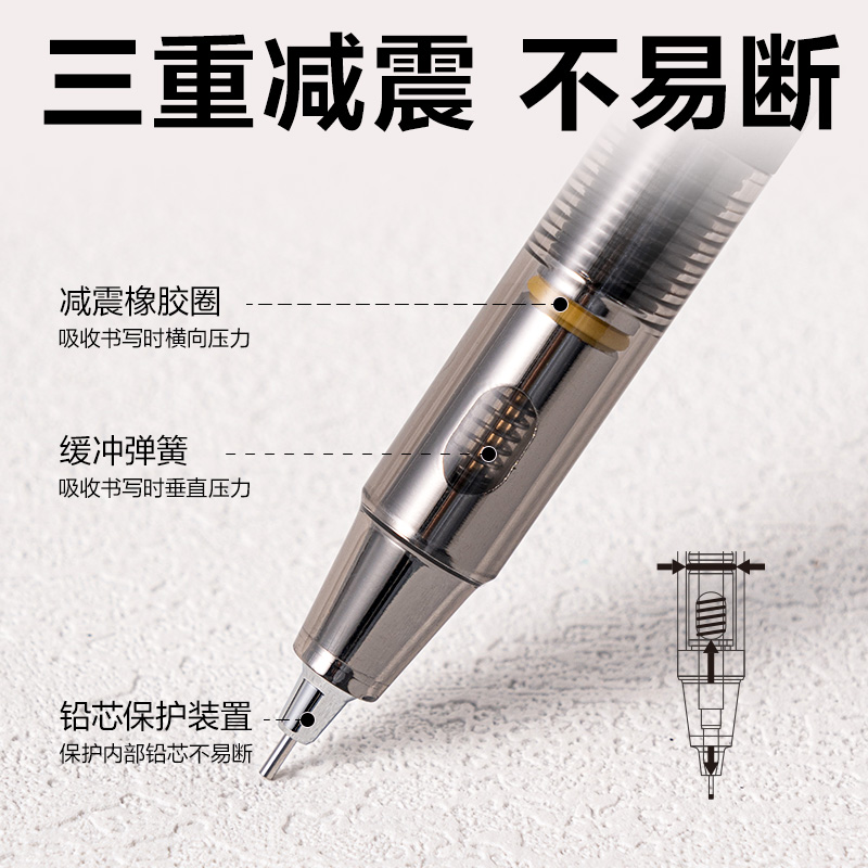 得力SH985-05芯核引擎防斷芯活動(dòng)鉛筆0.5mm(黑)(卡)