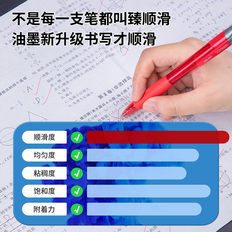 得力DP208臻順滑辦公中性筆0.5mm彈簧頭(紅色)(支)
