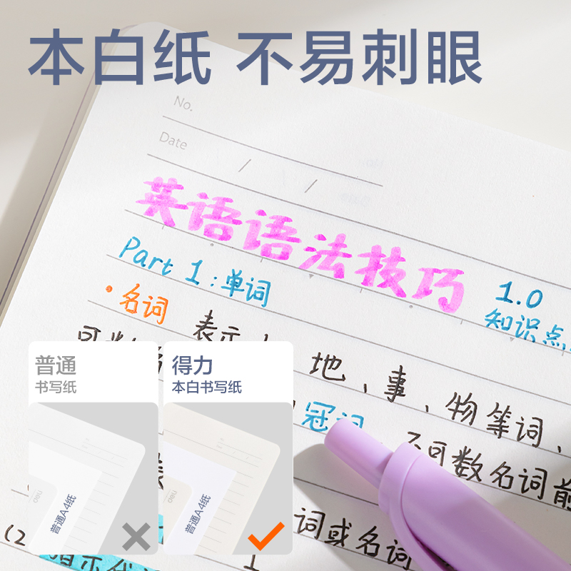 得力HB5503輕薄3孔可開合活頁(yè)本-B5-50張-6色(混)(本)