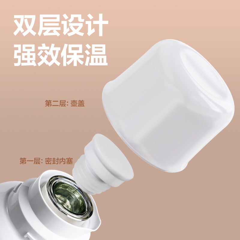 得力LL114保溫壺（1.6L）（玻璃內(nèi)膽）(白色)（彩盒裝）