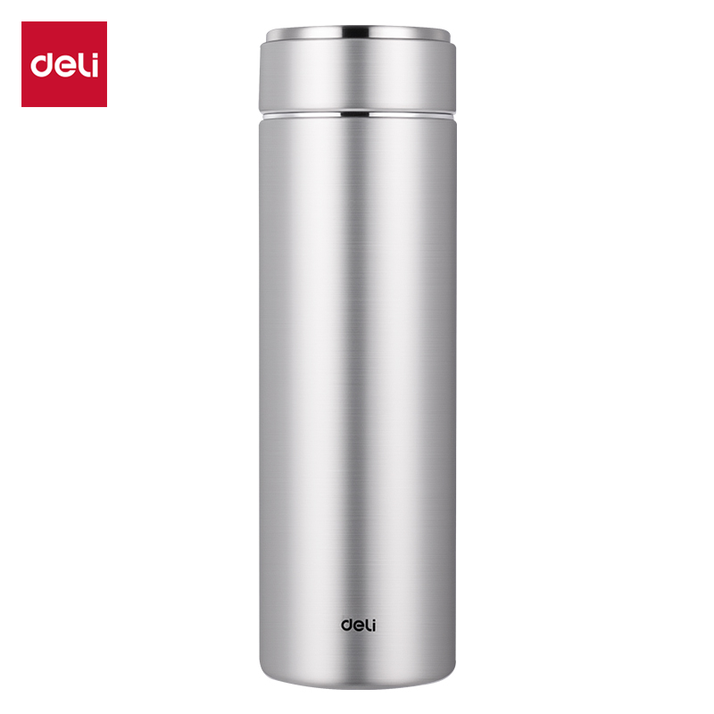 得力LL626保溫杯(旋蓋)(500mL)(316L內(nèi)膽)(銀色)(彩盒裝)