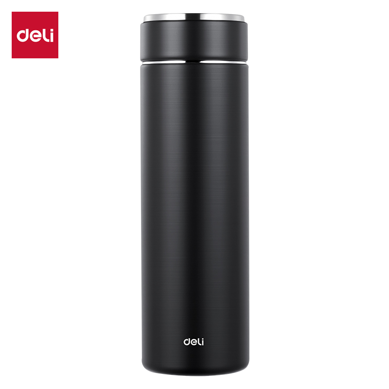 得力LL626保溫杯(旋蓋)(500mL)(316L內(nèi)膽)(黑色)(彩盒裝)
