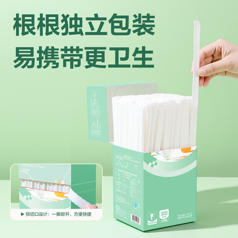 得力得心LL261 一次性吸管(長20cm)(透明)(300支/盒)