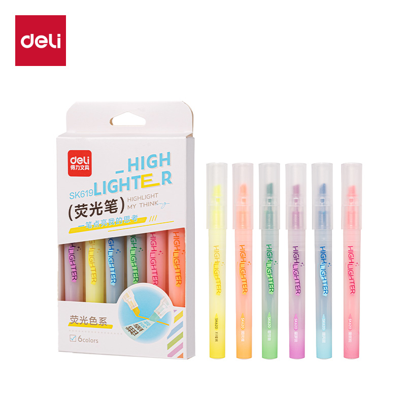 得力SK619熒光筆(混)(6支/盒)
