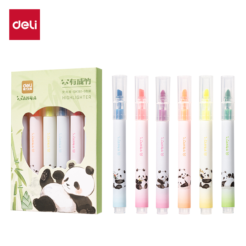 得力SK181熊貓熒光筆(混)(盒)
