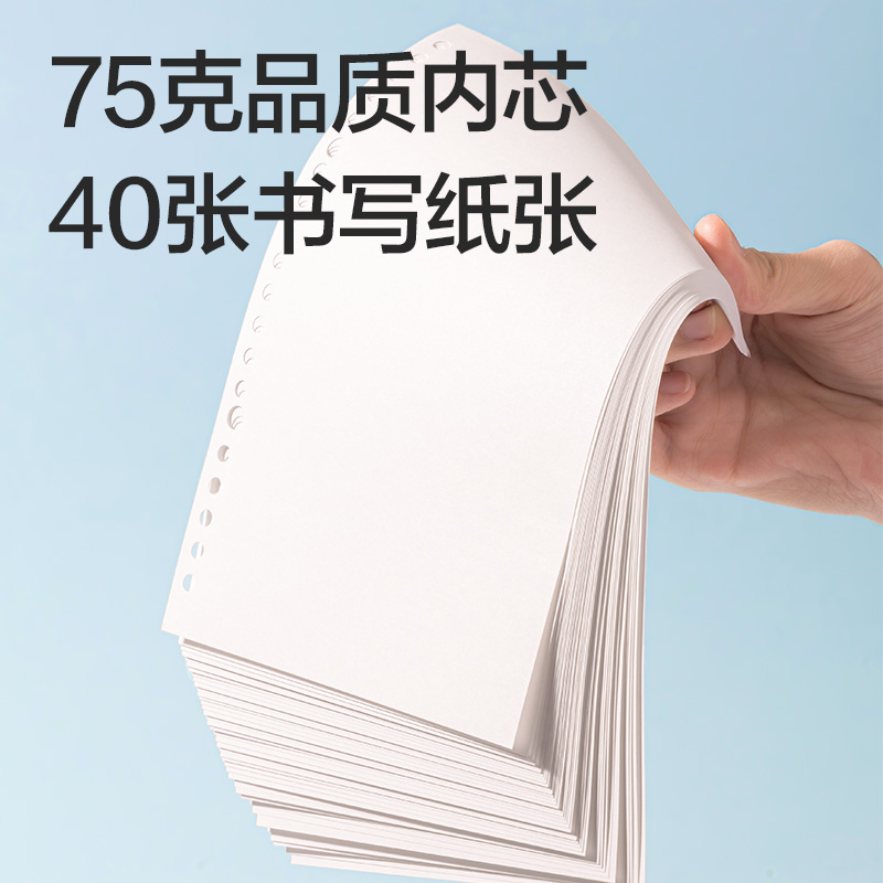 得力NA440護(hù)眼可打印活頁替芯75g-A4-40張(混)(本)