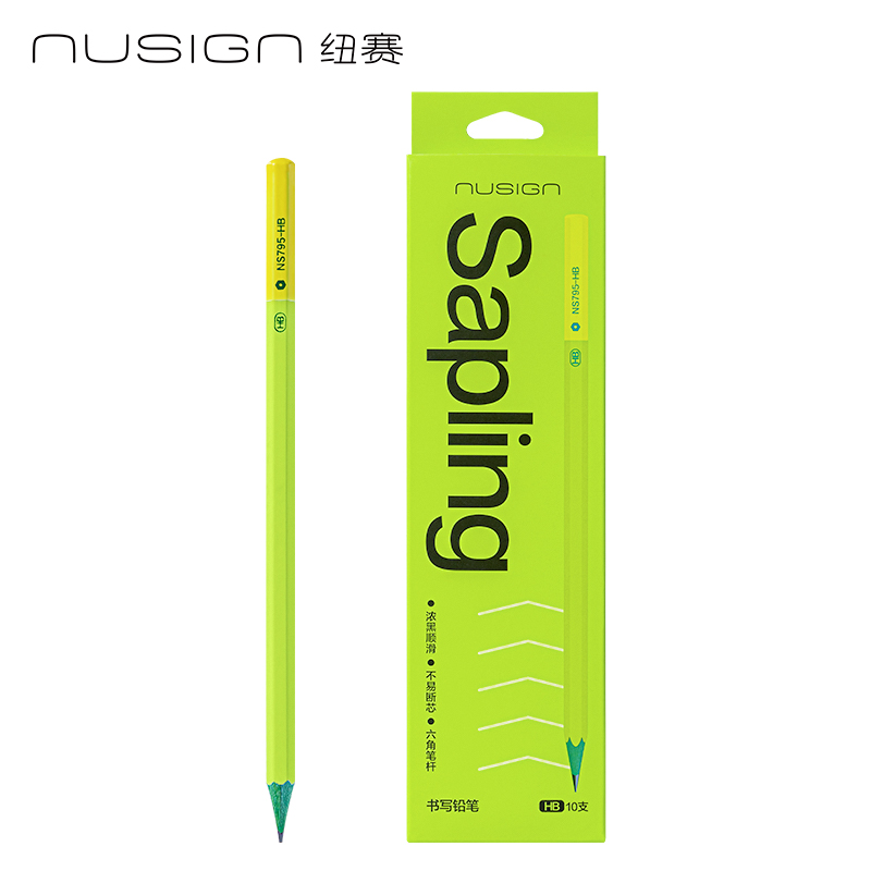 紐賽NS795-HB綠木六角桿紐賽鉛筆HB(混)(10支/盒)