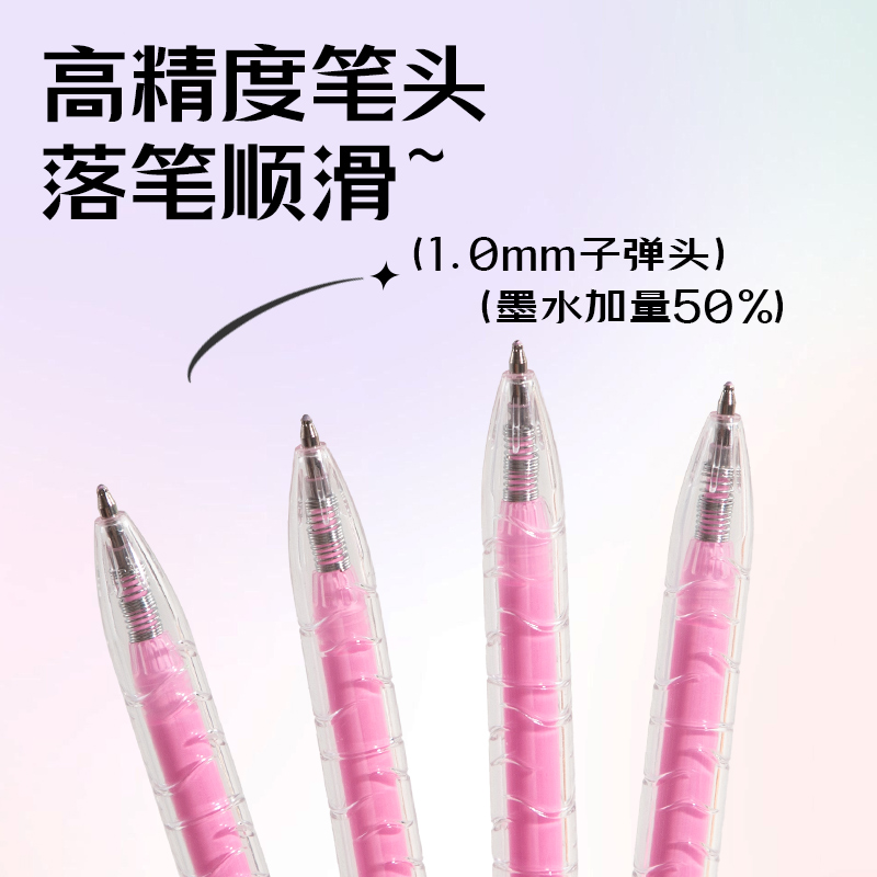 得力SA570大容量丙烯彩色中性筆1.0mm按動(dòng)子彈頭(落櫻粉)(支)