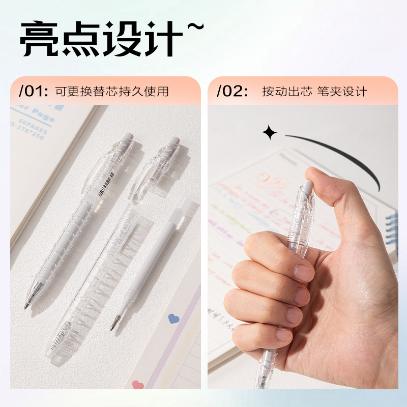 得力SA570大容量丙烯彩色中性筆1.0mm按動子彈頭(水墨白)(支)