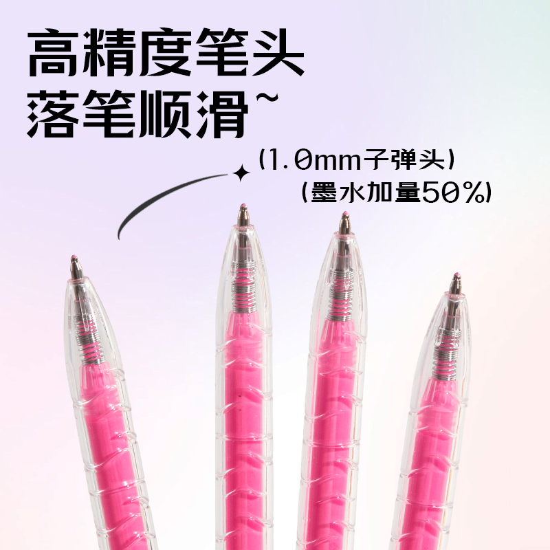 得力SA570大容量丙烯彩色中性筆1.0mm按動(dòng)子彈頭(緋云粉)(支)