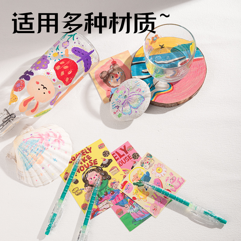 得力SA570大容量丙烯彩色中性筆1.0mm按動(dòng)子彈頭(竹影綠)(支)
