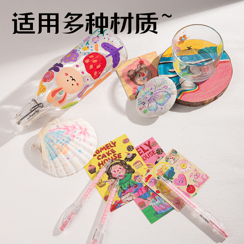得力SA570大容量丙烯彩色中性筆1.0mm按動(dòng)子彈頭(嬌粉色)(支)
