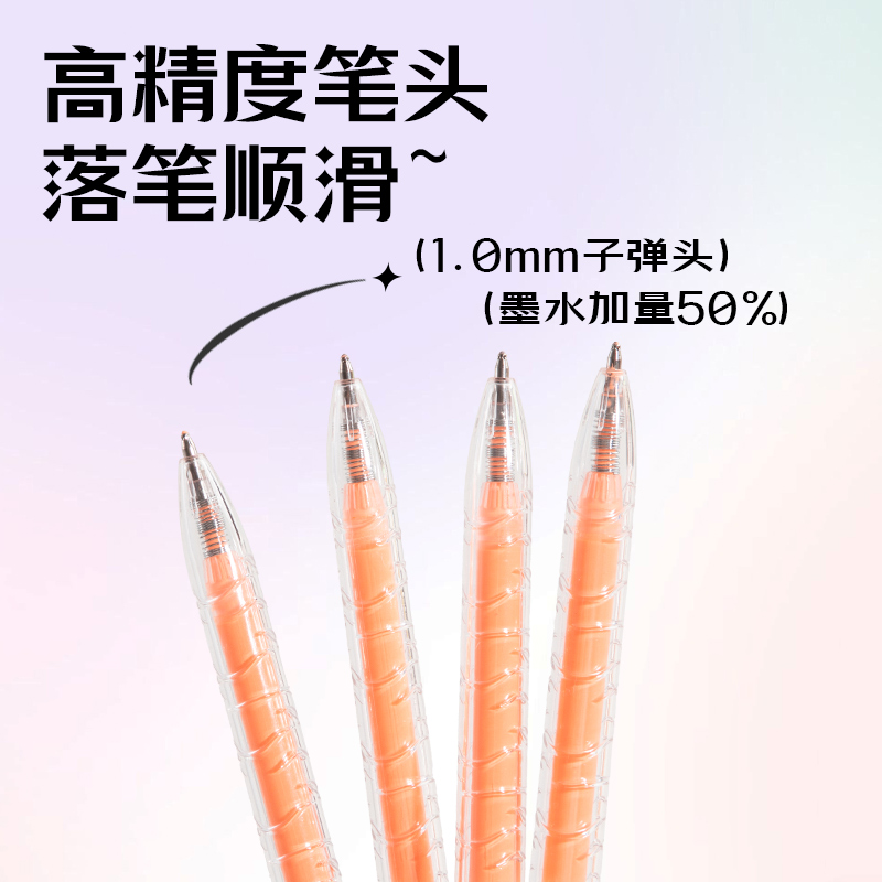 得力SA570大容量丙烯彩色中性筆1.0mm按動(dòng)子彈頭(蜜橘色)(支)
