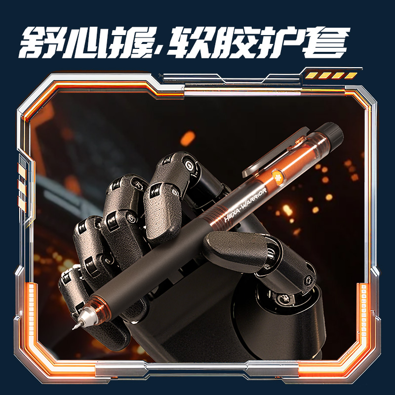 得力SS005六邊形戰(zhàn)士渦輪戰(zhàn)士旋轉(zhuǎn)出芯直液筆0.5mm雙珠ST頭(黑)(支)