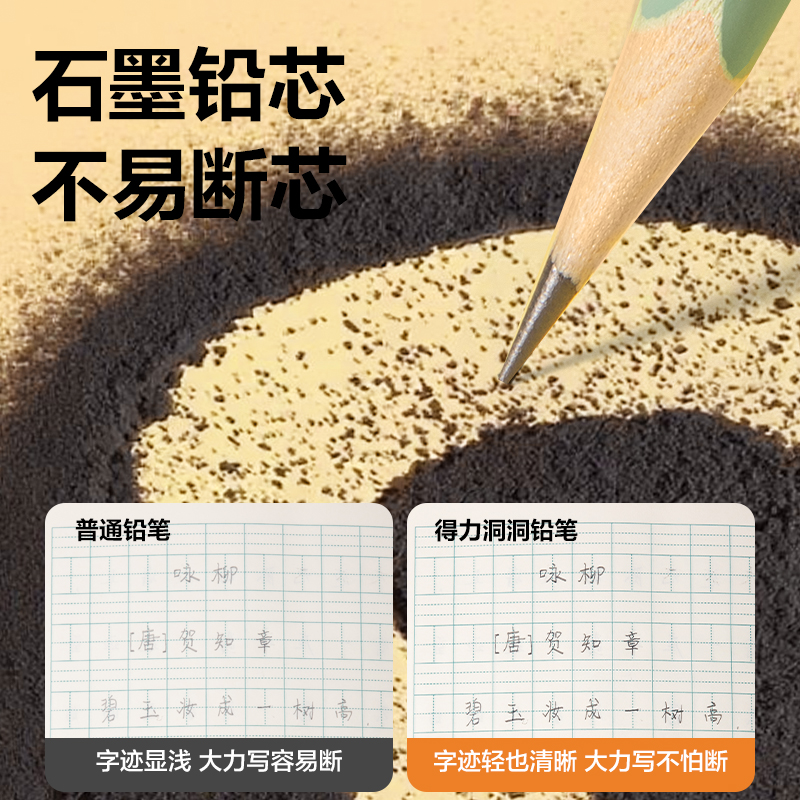 得力HC854-HB洞洞書寫鉛筆HB(綠)(10支/盒)