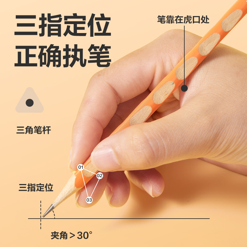 得力HC854-HB洞洞書(shū)寫(xiě)鉛筆HB(橙)(10支/盒)
