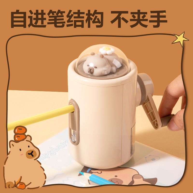 得力BL140卡皮巴拉旋轉(zhuǎn)玩偶削筆機(jī)(米色)(個(gè))