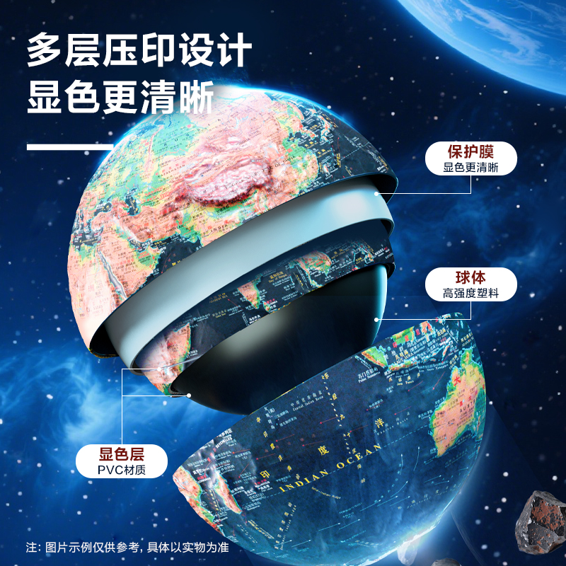 得力LG132-32W京東木底萬(wàn)向高浮雕地球儀-32cm帶贈(zèng)品(淺藍(lán))(個(gè))