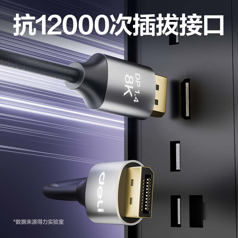 得力AF200D-20DP1.4線8K合金PVC款2米（黑色）（條）