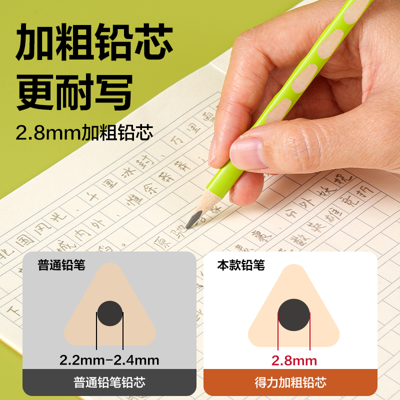 得力HC859-2B洞洞書寫鉛筆2B(混)(10支/盒)