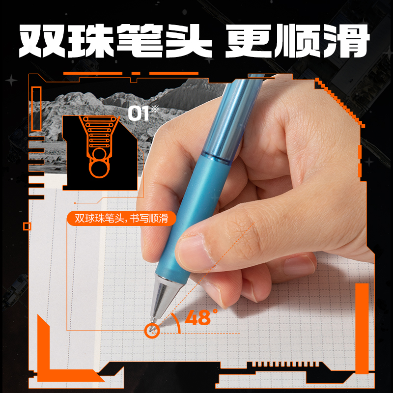 得力SA415速干按動常規(guī)中性筆0.5mm雙球珠ST頭(黑)(3支/盒)