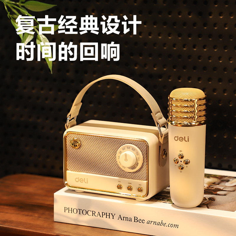 得力LT310A復古款K歌音響(單麥)(米)(臺)