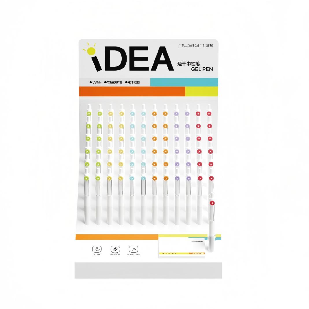 紐賽NS670-SG IDEA甜甜圈速干按動中性筆展架套裝(黑)(73支/套)