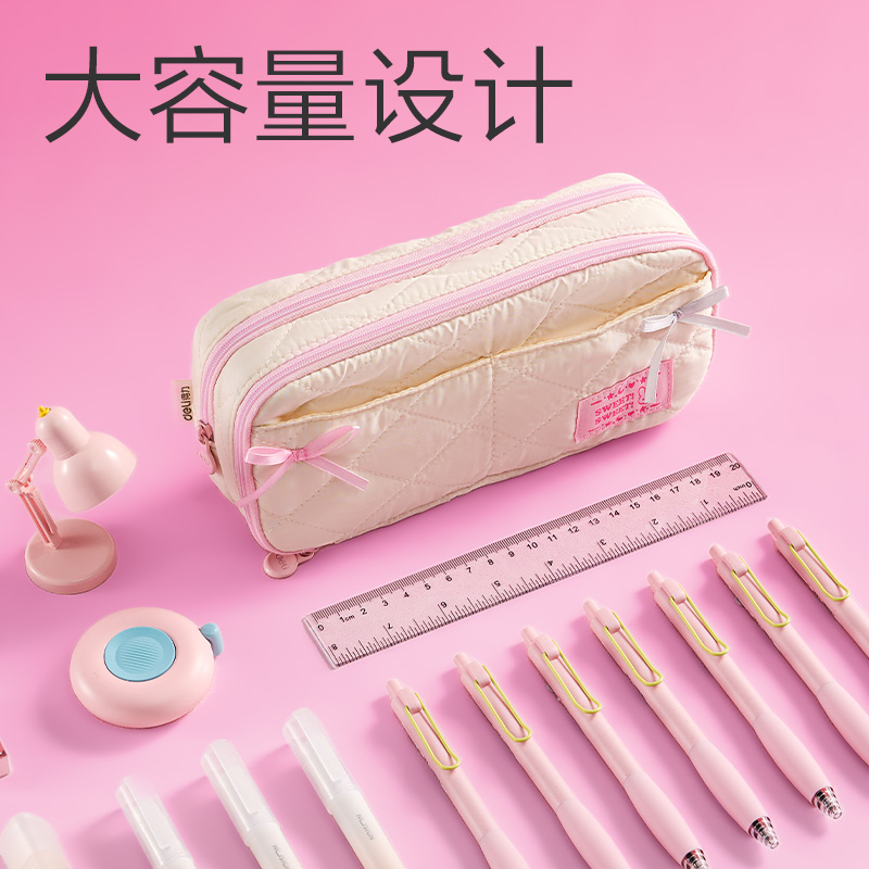得力BC500少女風(fēng)簡(jiǎn)約復(fù)合式筆袋(混)(個(gè))