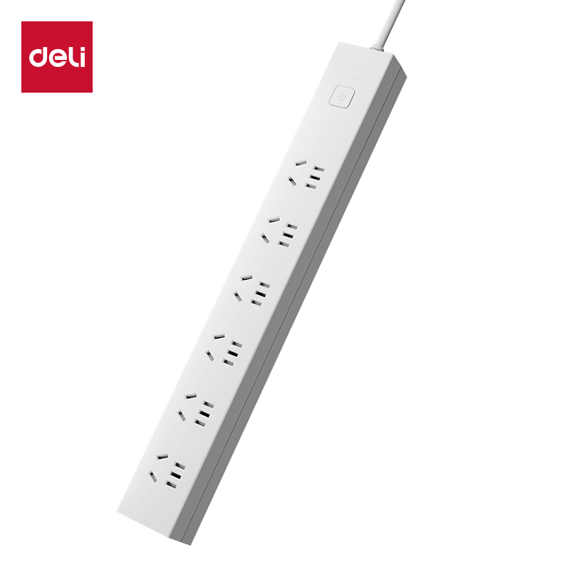 得力LU1760（1.8）PDU插座_6組_1.8米_紙盒裝(白)(個)