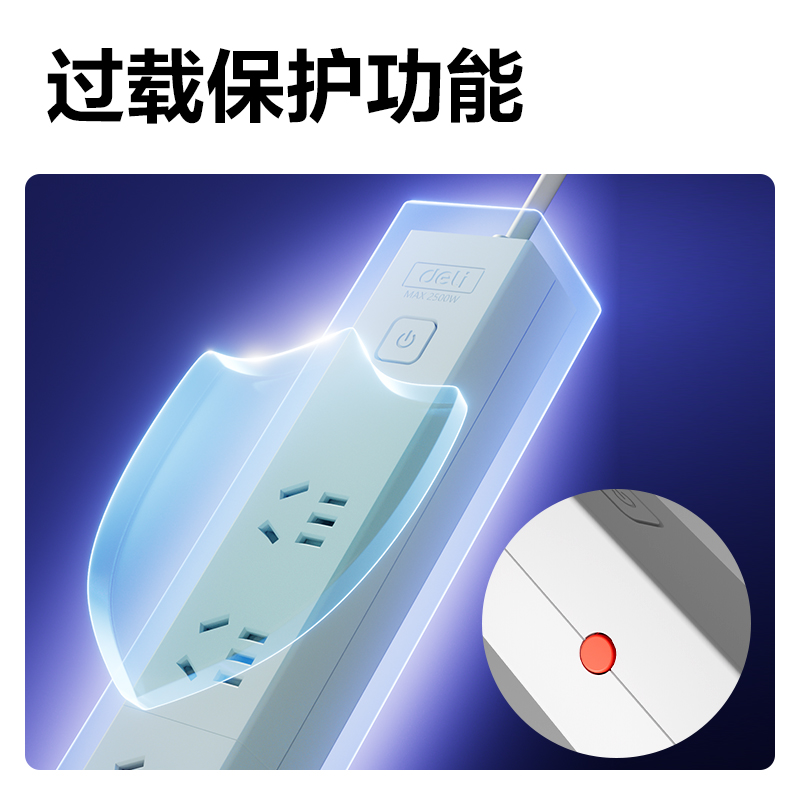 得力LU1760（1.8）PDU插座_6組_1.8米_紙盒裝(白)(個(gè))