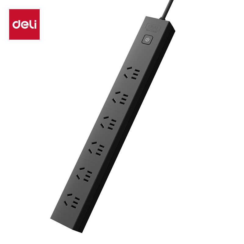得力LU5060（1.8）PDU插座_6組_1.8米_紙盒裝(黑)(個)