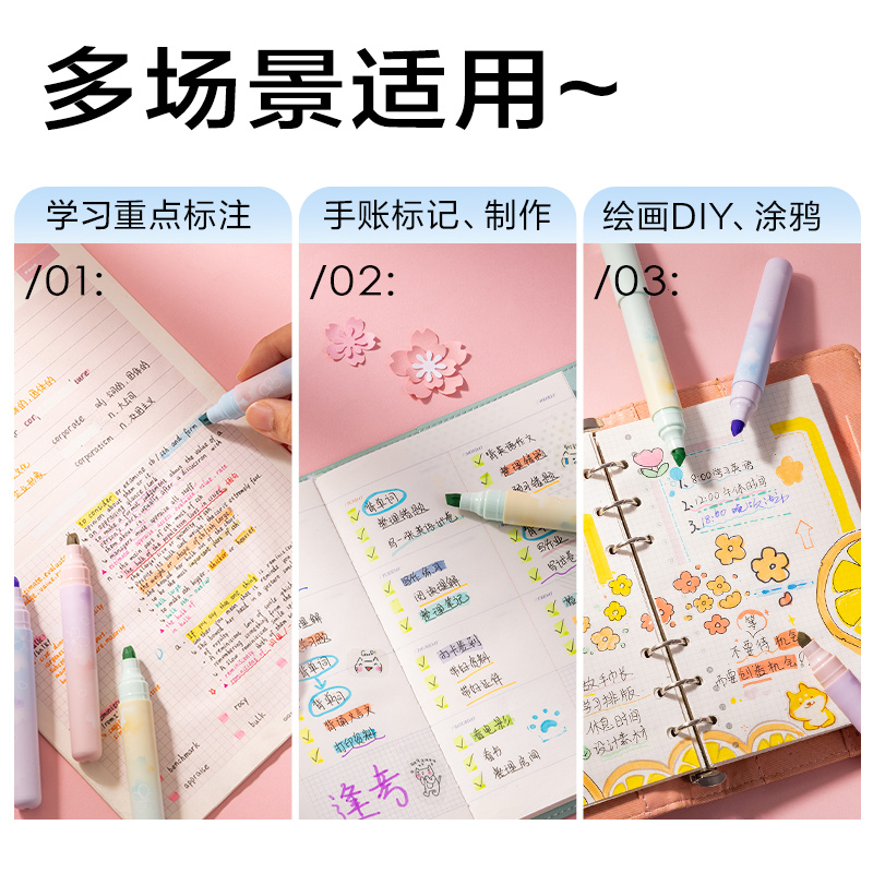 得力SK733櫻花熒光筆(混)(4支盒)