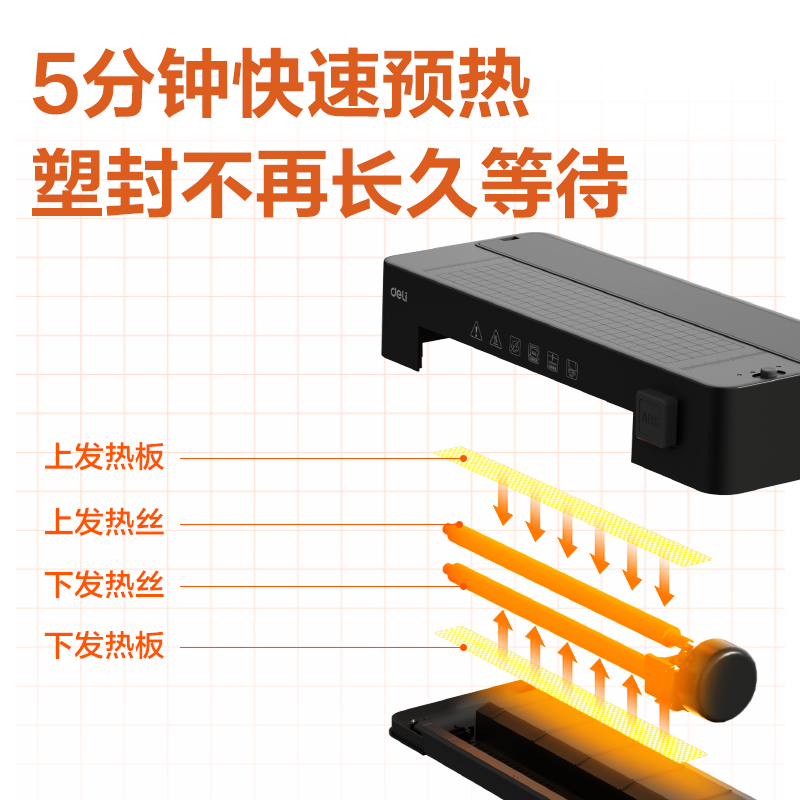 得力GQ408個(gè)人塑封機(jī)(黑)(臺(tái))