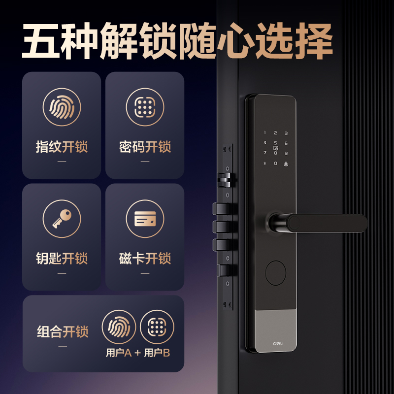 得力AL310門(mén)禁設(shè)備及配件智能門(mén)鎖(黑)(臺(tái))