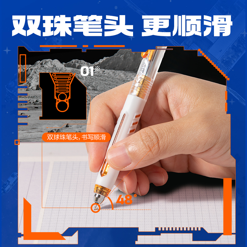 得力SS015六邊形艦隊(duì)永恒艦靜音按動(dòng)直液筆0.5mmST頭(黑)(支)